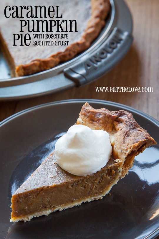 Caramel pumpkin pie with rosemary crust