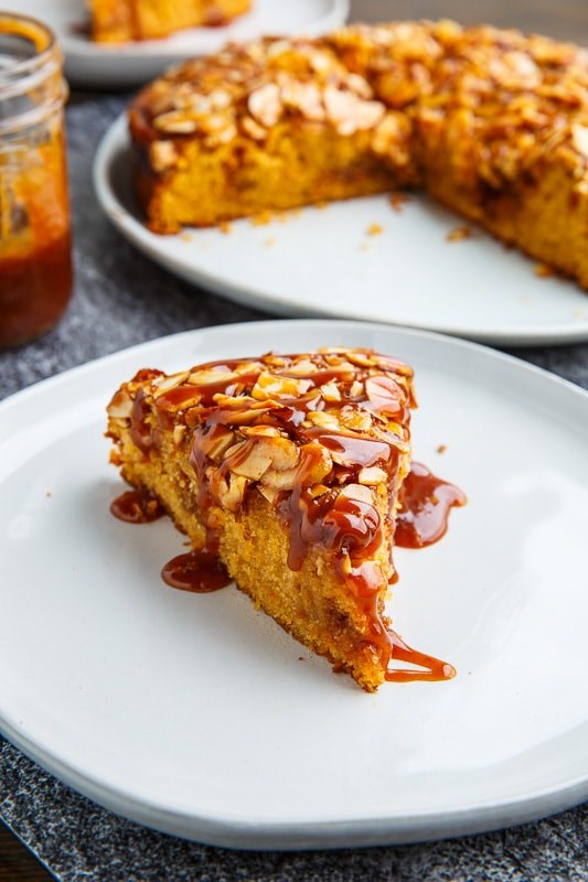 Caramel soaked almond cake