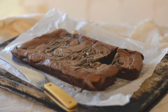 Caramel swirl brownie