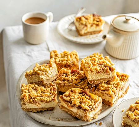 Caramelised apple and brown butter cheesecake bars
