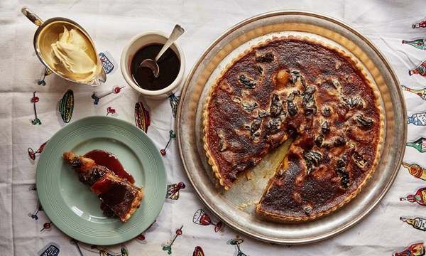 Caramelised apple and prune tart 