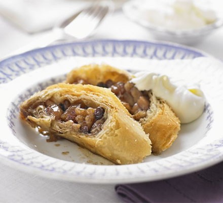Caramelised apple and walnut strudel