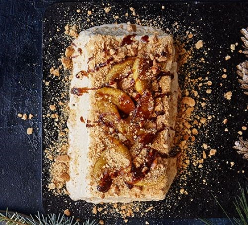Caramelised apple parfait with cinnamon toffee sauce