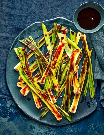 Caramelised baby leeks with balsamic
