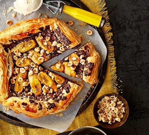 Caramelised banana & chocolate galette