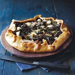 Caramelised broccoli & shallot tart with feta