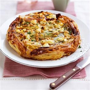 Caramelised chicory and onion tarte Tatin