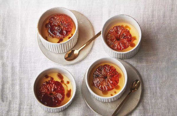 Caramelised clementine possets