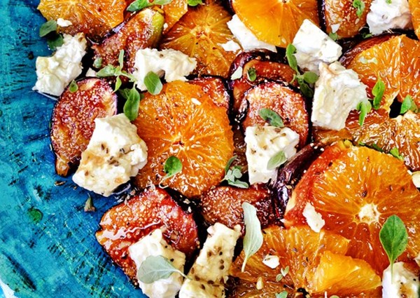 Caramelised fig, orange and feta salad