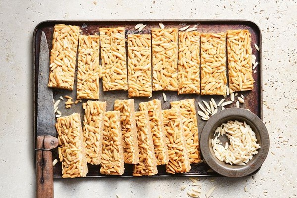 Caramelised honey and almond slice