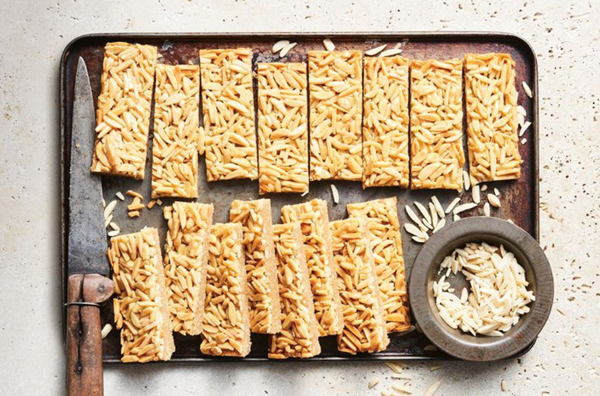 Caramelised honey and almond slice