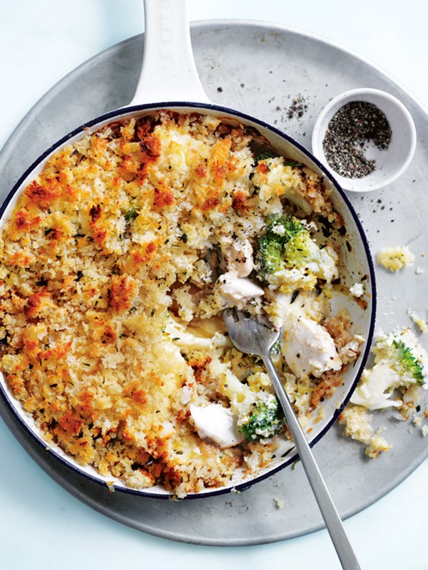 Caramelised leek and broccoli fish pie