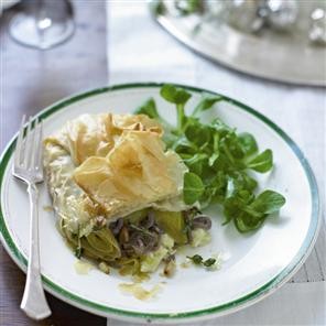 Caramelised leek, onion and Camembert parcels