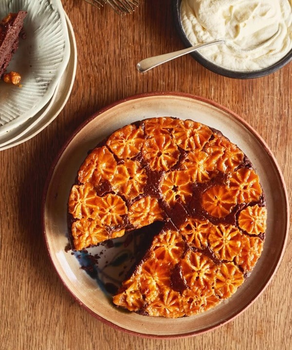 Caramelised mandarin & chocolate cake