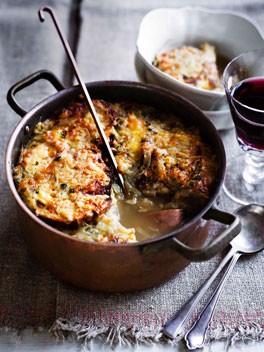 Caramelised onion and Cantal soup