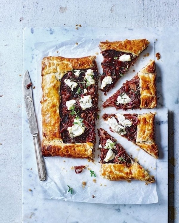 Caramelised onion and goat's cheese galette