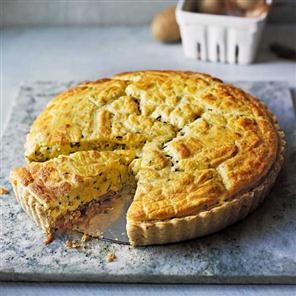 Caramelised onion and walnut soufflé tart