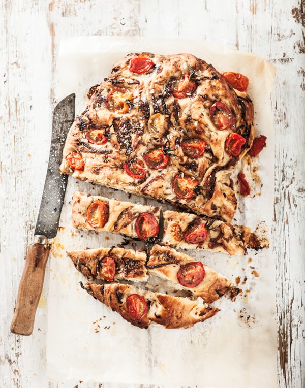 Caramelised onion, fennel and tomato focaccia