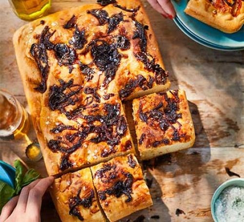 Caramelised onion focaccia