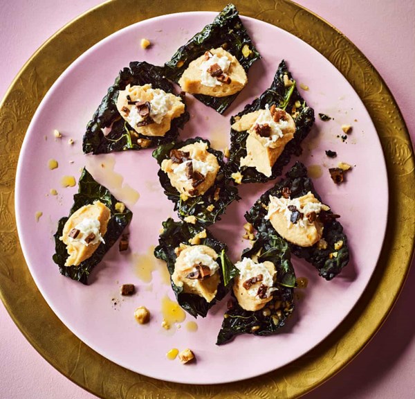 Caramelised parsnip, pickled walnut and crispy cavalo nero