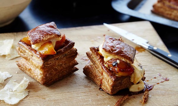 Caramelised peach pastries