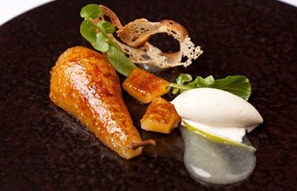 Caramelised pear with Gorgonzola ice cream