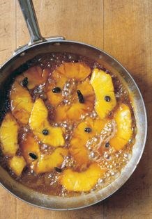 Caramelised pineapple with long pepper and lime syrup