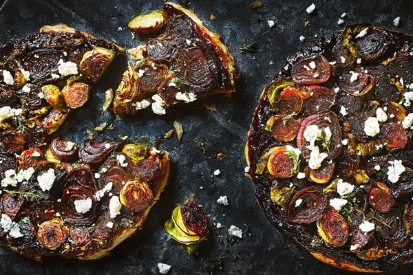 Caramelised sprout & red onion tarte Tatin