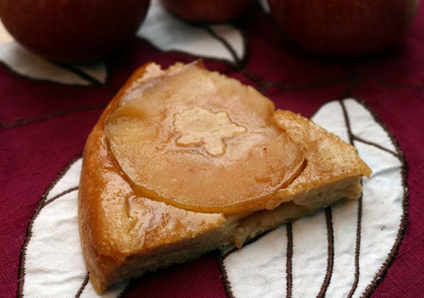 Caramelized apple upside-down pancake