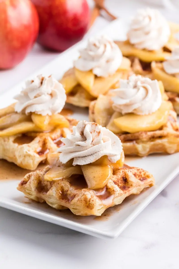 Caramelized apple waffle pastries