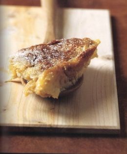 Caramelized bread and butter pudding