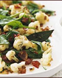 Caramelized cauliflower with pancetta and spinach