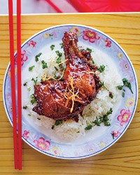 Caramelized ginger chicken with sticky rice