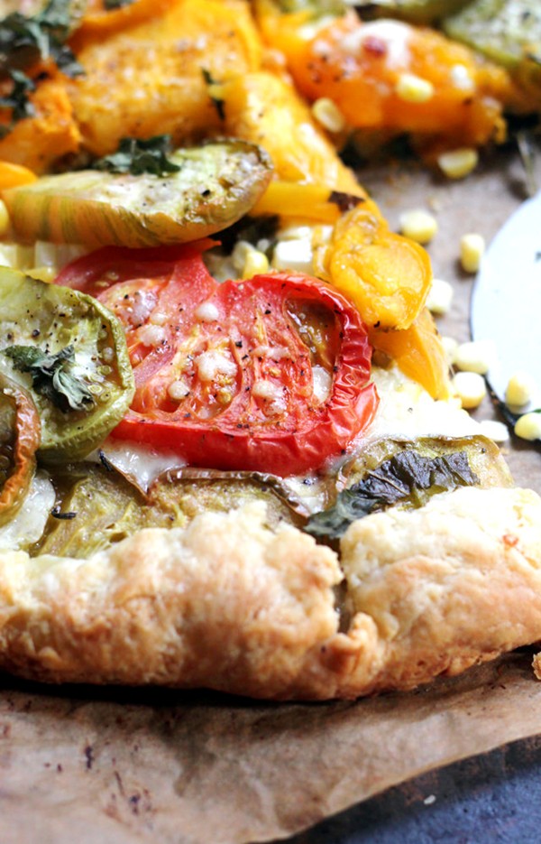 Caramelized heirloom tomato and corn galette