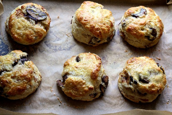 Caramelized mushroom and onion biscuits