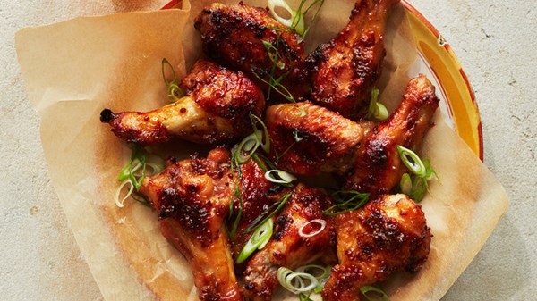 Caramelized mustard-marmalade wings