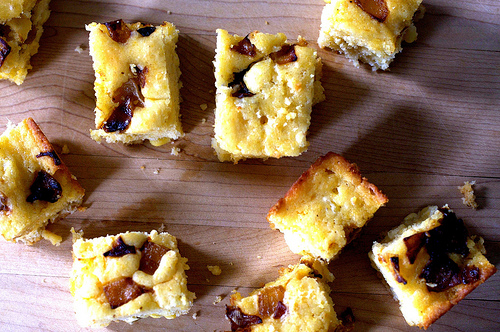 Caramelized onion and goat cheese cornbread