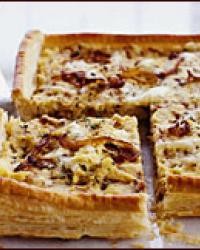 Caramelized onion and polenta tart