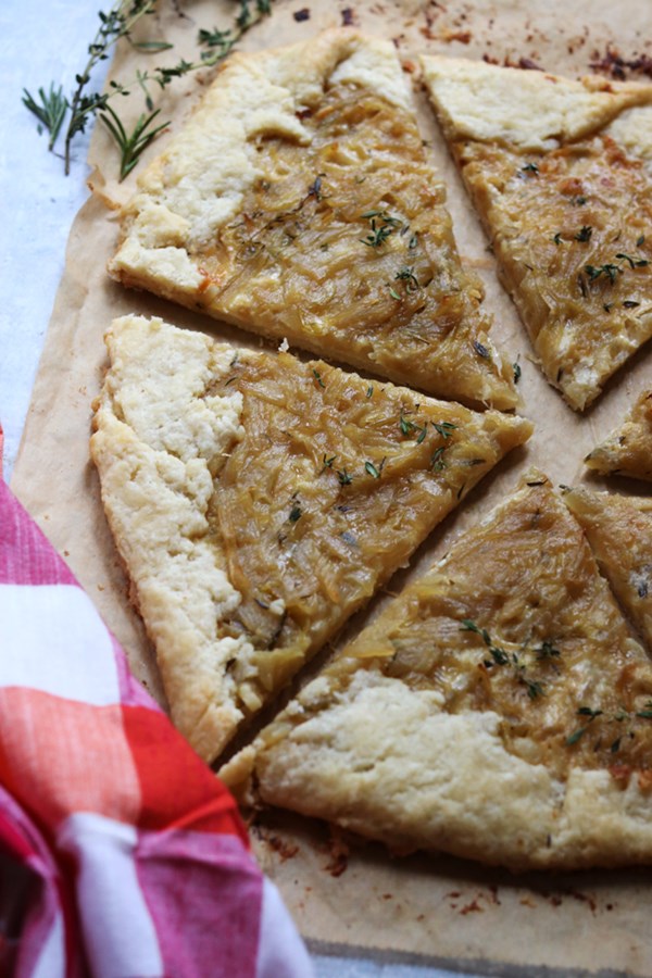 Caramelized onion galette with Parmesan cream