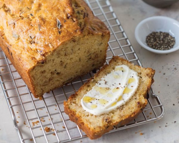 Caramelized onion, polenta, and fresh herb olive oil loaf