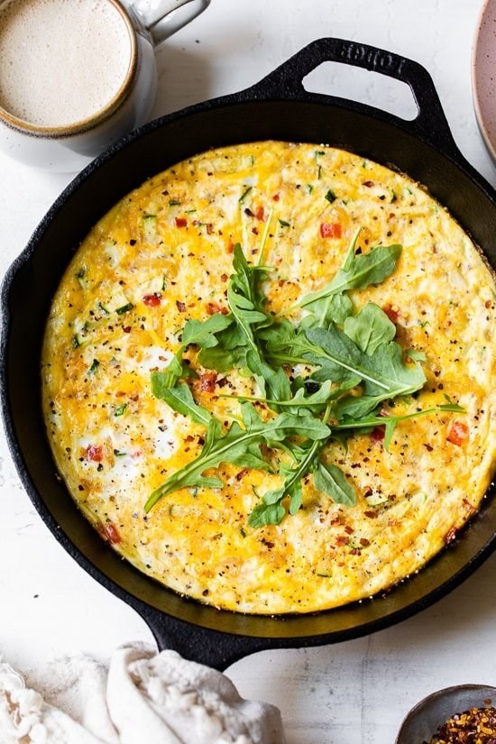 Caramelized onion, red pepper and zucchini frittata