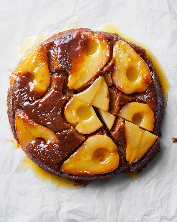Caramelized pear skillet cake