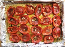 Caramelized plum tomatoes in an olive oil bath