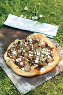 Caramelized shallot and feta pizza