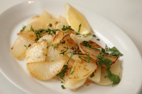 Caramelized turnips with capers, lemon and parsley
