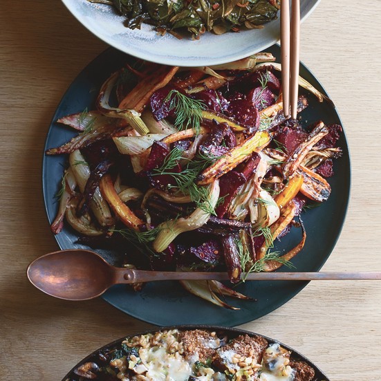 Caramelized vegetables with Dijon butter