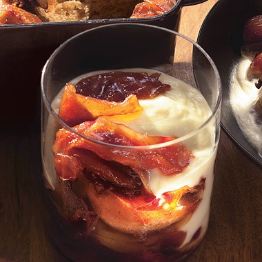 Caramelized winter fruit custards