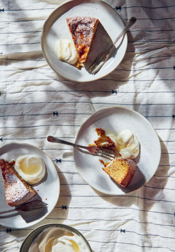 Caraway and pistachio cake