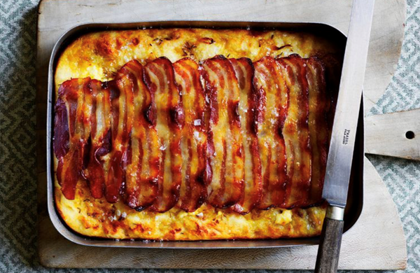 Caraway, onion and bacon focaccia