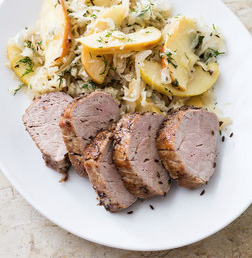 Caraway pork with sauerkraut and apples